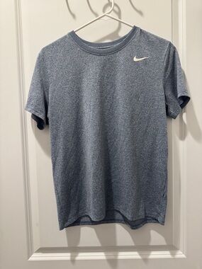 Nike Heather Blue Short Sleeve Dri-FIT Tee with White Swoosh